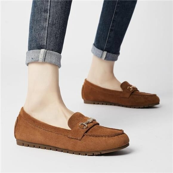 Wide Loafers Women's Dressy Slip-Ons - Comfortable Work Shoes - Picture 6 of 6